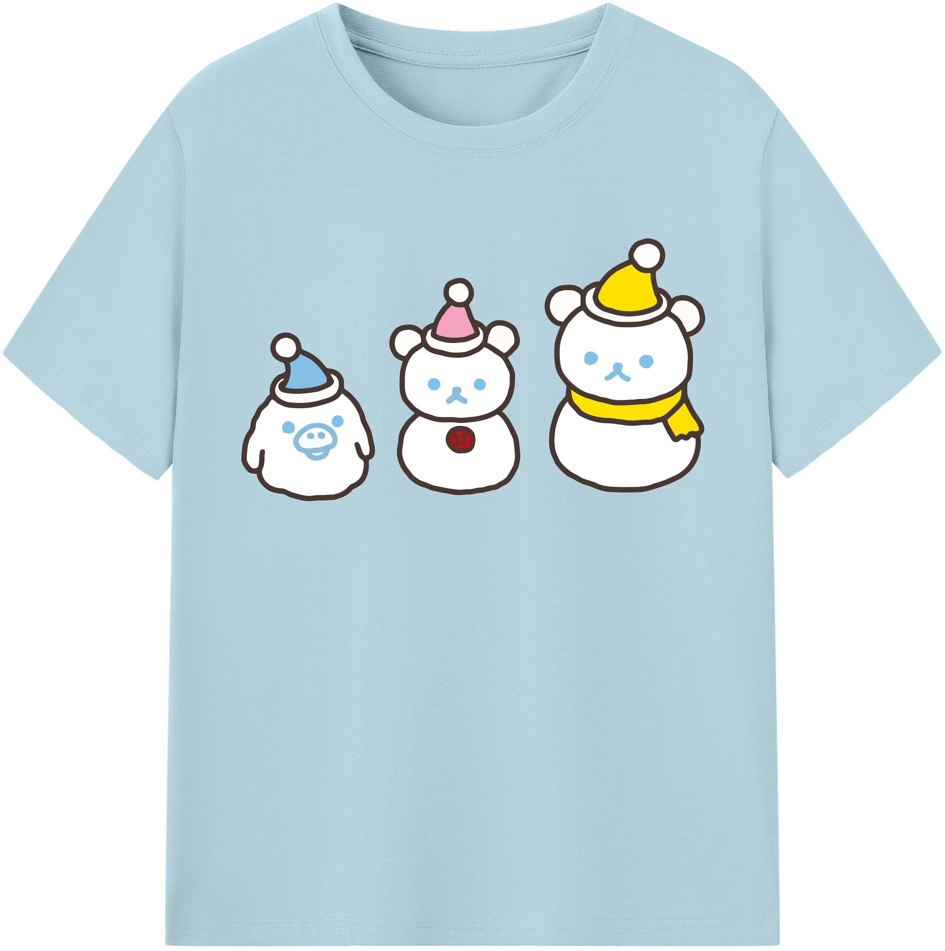 （画像用） リラックマ リラックマ キイロイトリ Rilakkuma Korilakkuma Kiiroitori 綿100％半袖Tシャツ（フロントプリント）